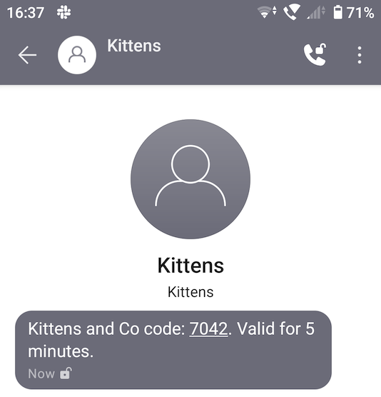 Verification code sent