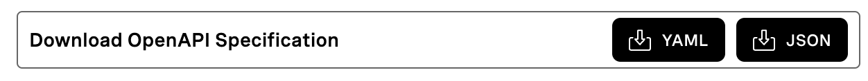 An example of the Download OpenAPI Specification section