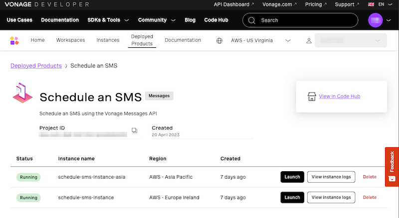 Deployed products detail