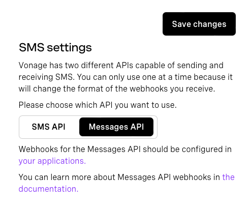 API Settings SMS Webhook Toggle