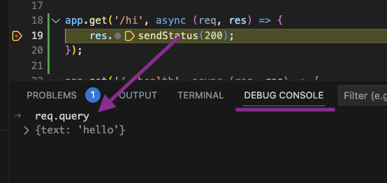 Using the debug console in VSCode