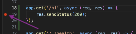 Setting a breakpoint in VSCode