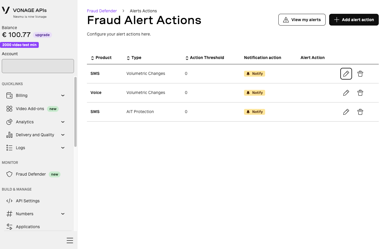Fraud alert action