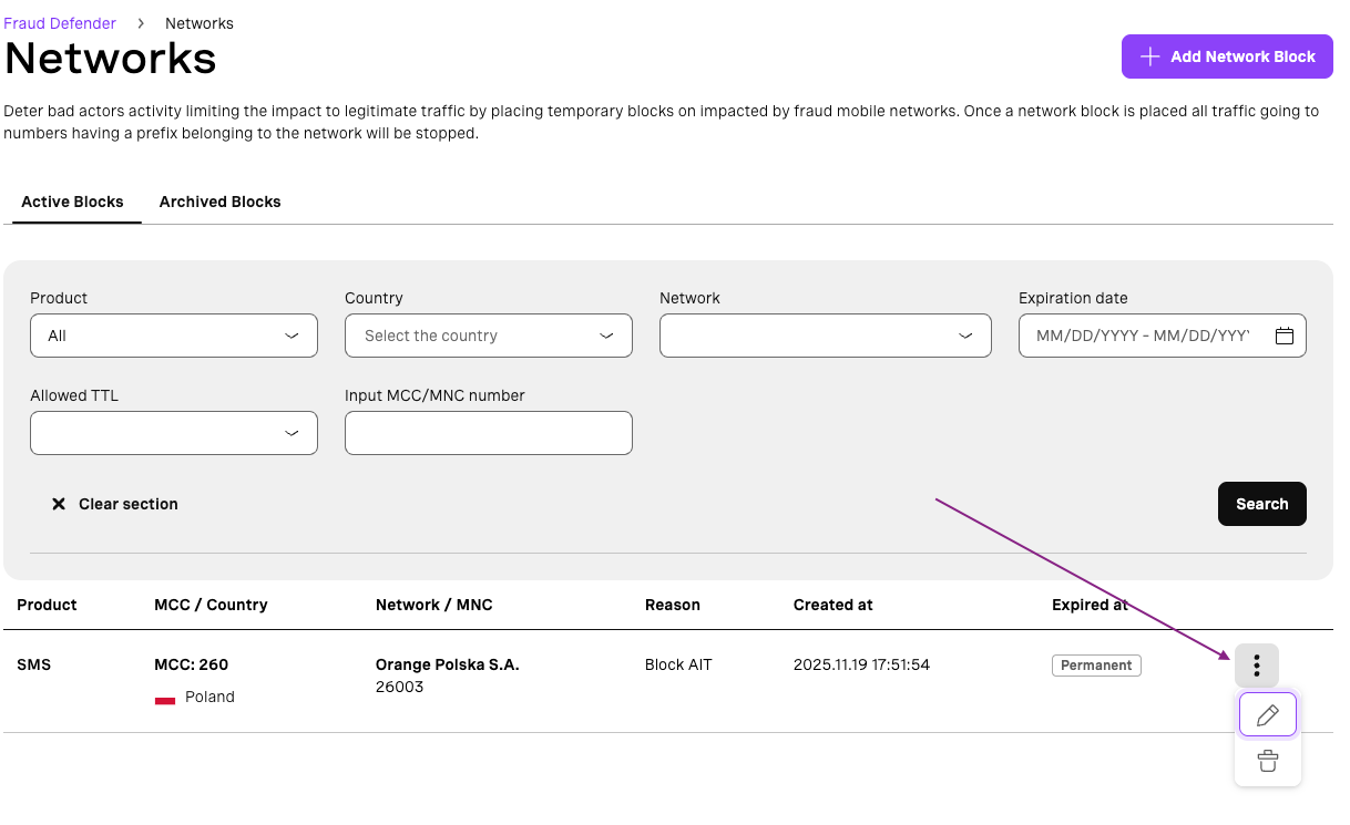 Add Network block