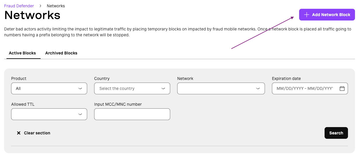 Network blocks list