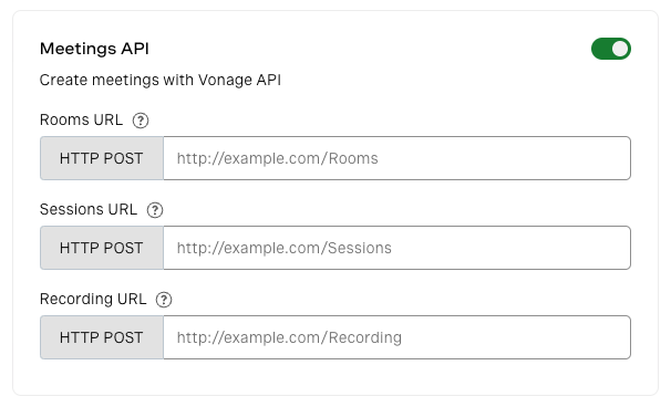 Enable the Meetings API for your application using the dashboard