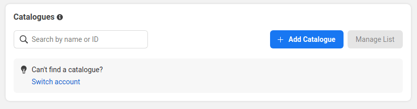 Screenshot of catalog creation box