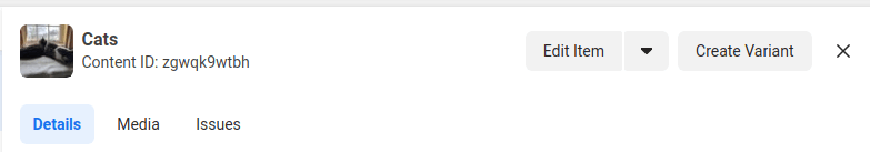 Screenshot of product item Content ID