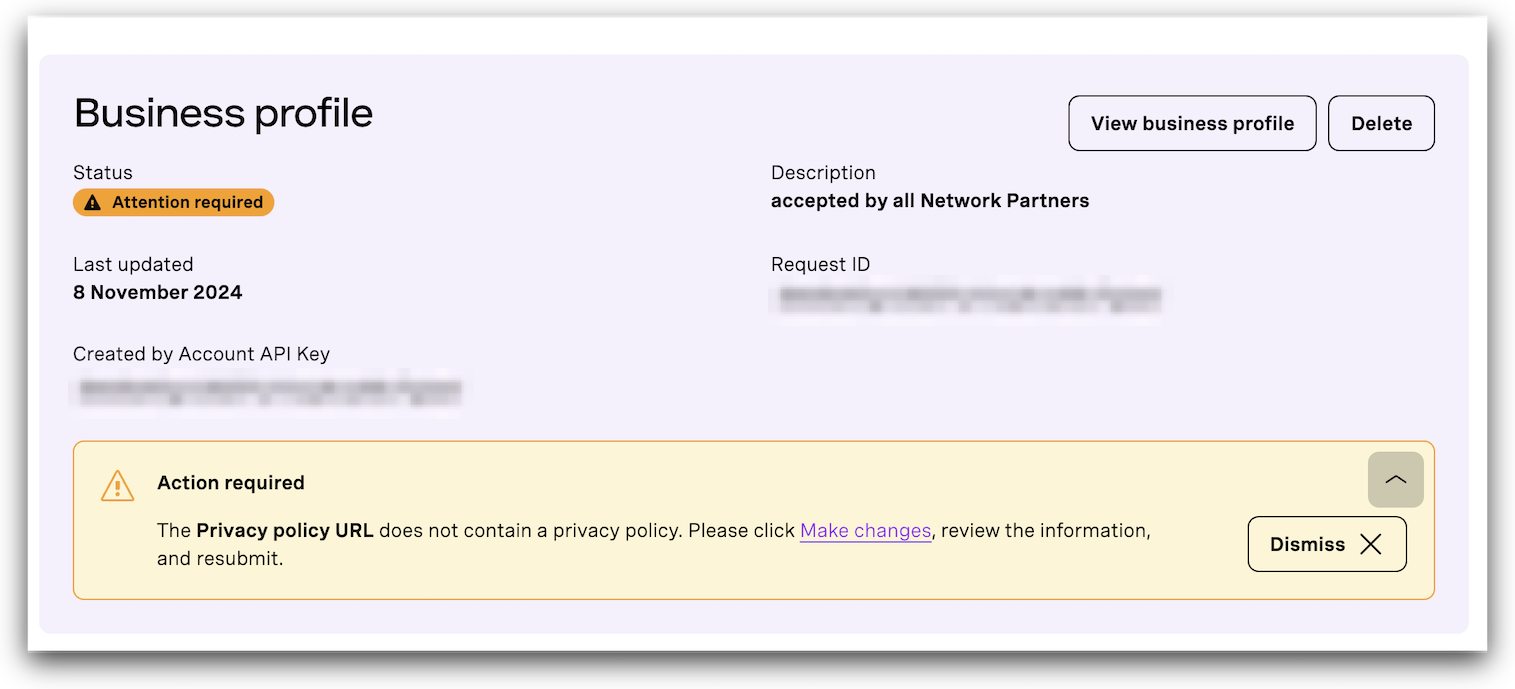 Network Registry notifications