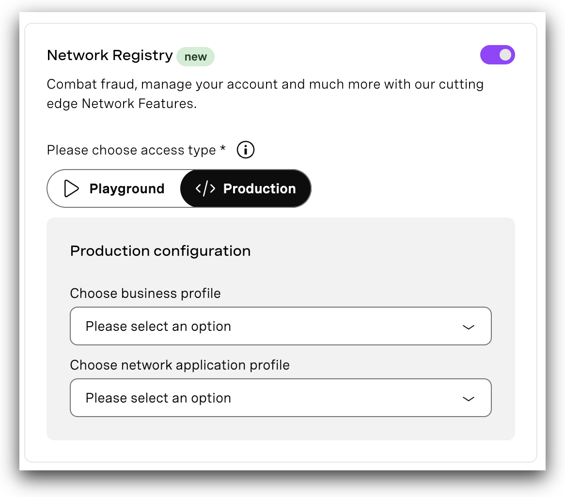Enable Network Features capability in the Vonage application