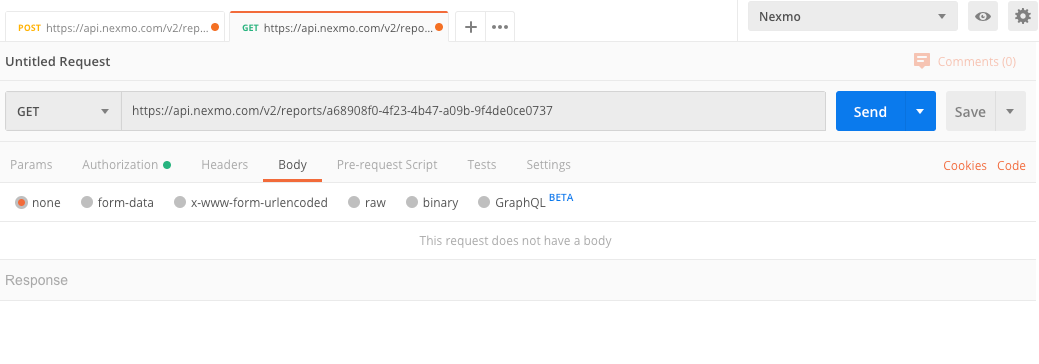 Request the report status