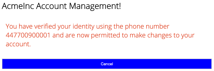 Successful authentication