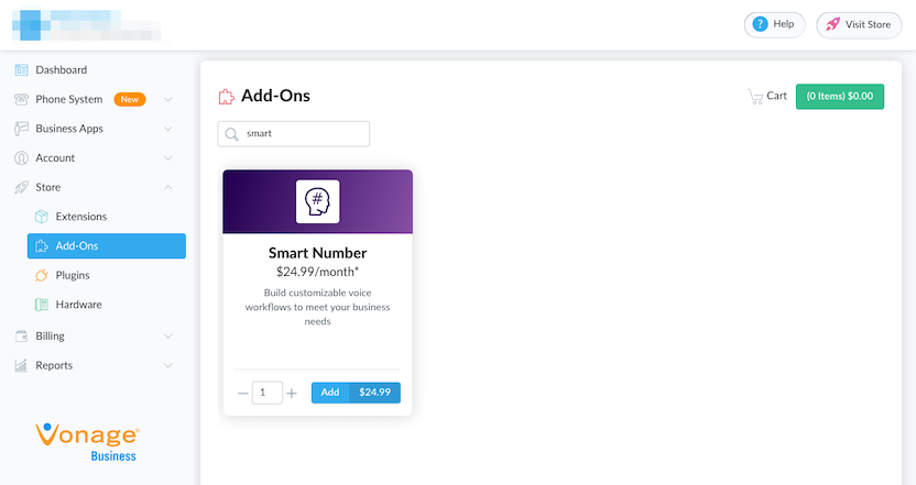 Enable the Smart Numbers add-on