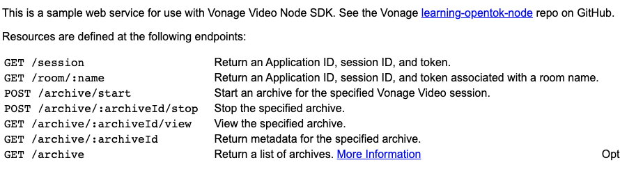 Learning Server homepage