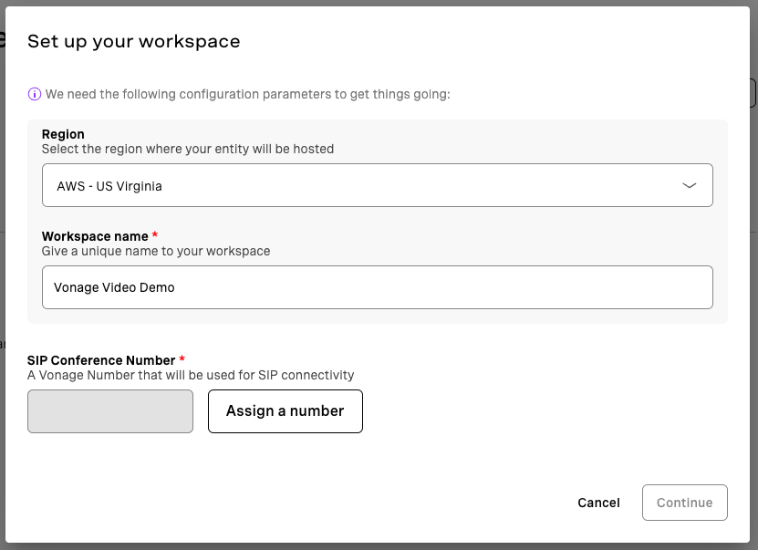 Creating a new workspace