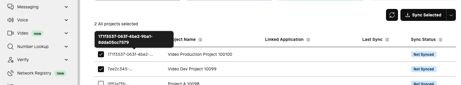 Select your Projects