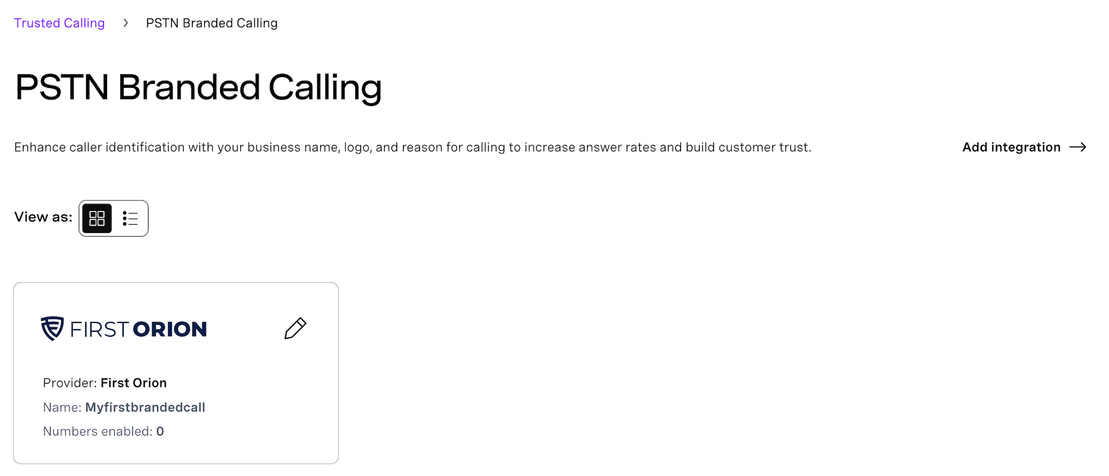 Voice PSTN Branded Calling