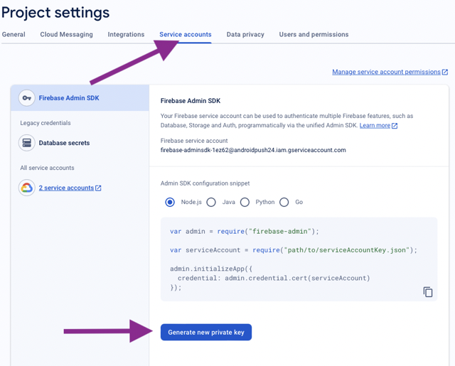 Displaying the server key location